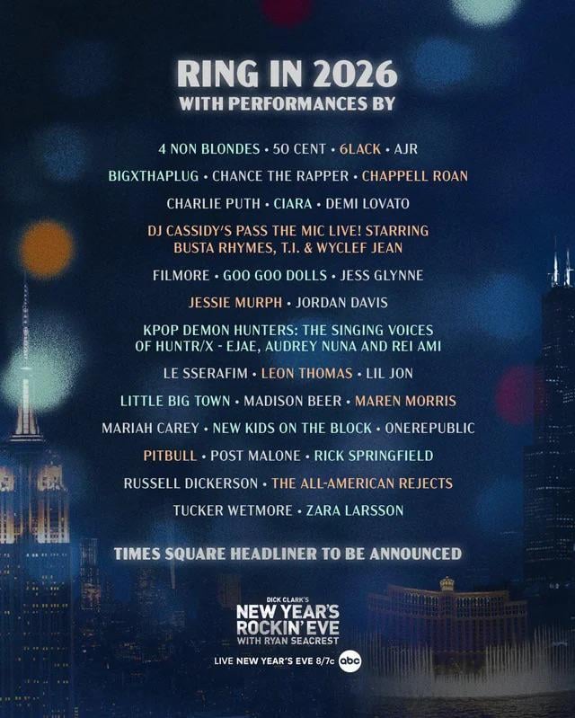 HUNTR/X (EJAE, AUDREY NUNA, and REI AMI) have been announced as part of the performance lineup for Dick Clark's New Year's Rockin' Eve 2025