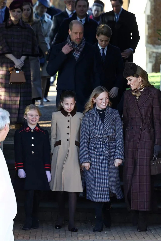 Henry NICHOLLS / AFP via Getty Lena Tindall, Princess Charlotte and Mia Tindall on Christmas 2025