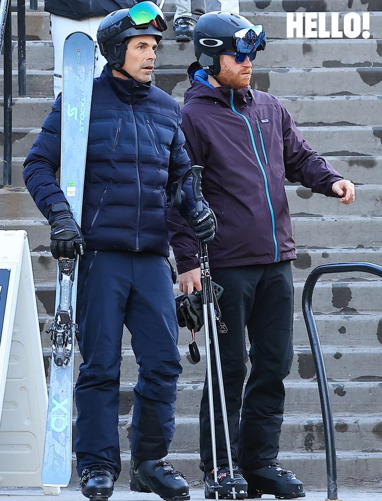 Prince Harry and Nacho Figueras skiing