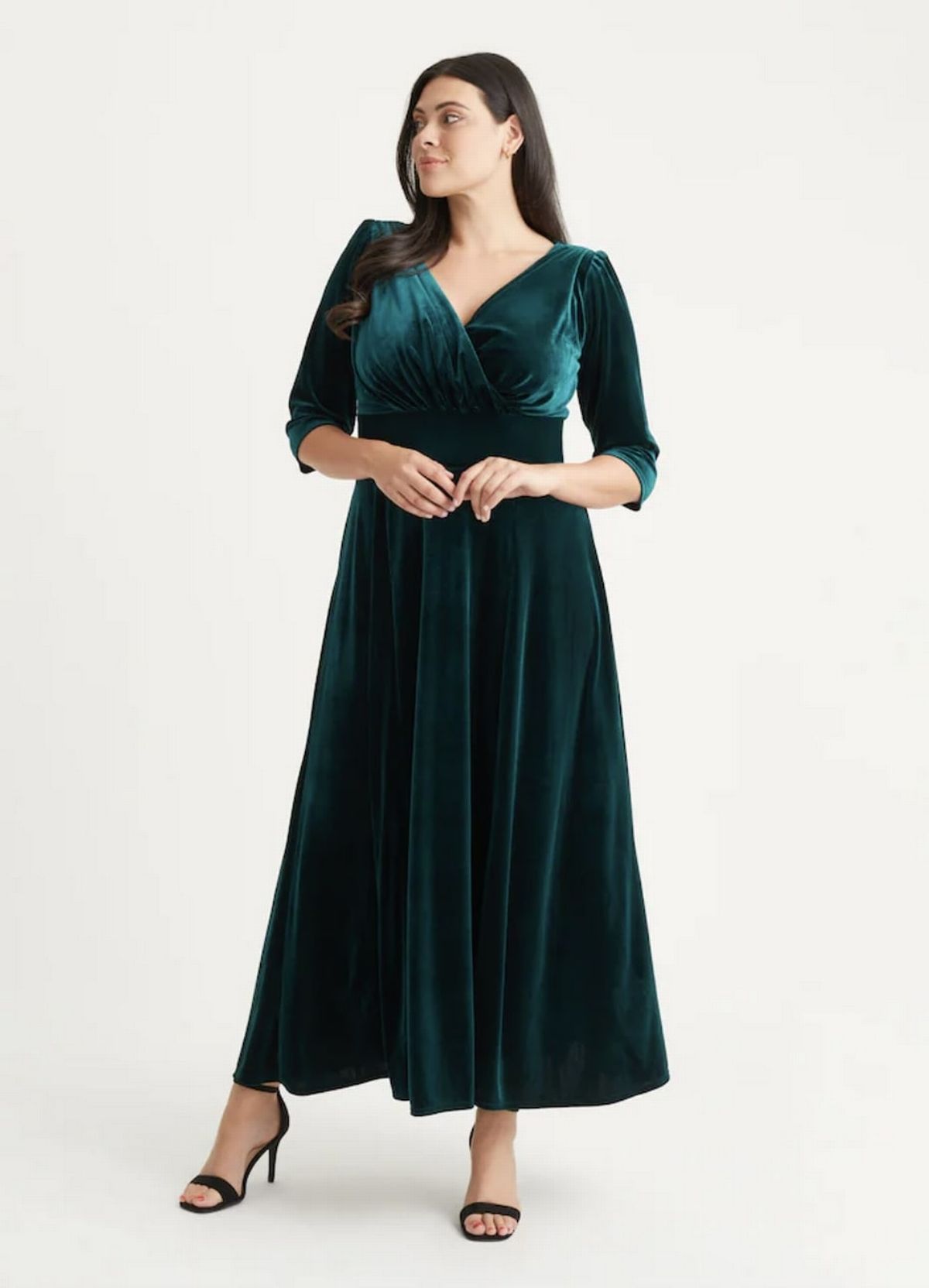 Scarlett & Jo Forest Green Verity Velvet Maxi Gown
