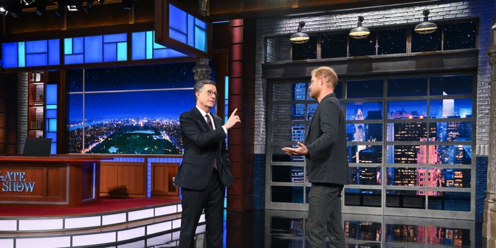 Prince Harry Makes a Dig at Trump During His Surprise Appearance on Late Show with Stephen Colbert Prince Harry Makes a Dig at Trump During His Surprise Appearance on Late Show with Stephen Colbert