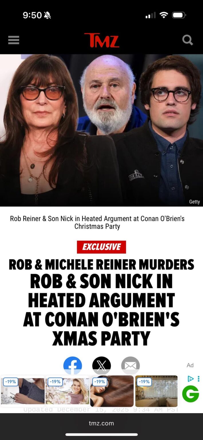 Rob Reiner and son, Nick, got into an argument at Conan’s Christmas party Saturday night