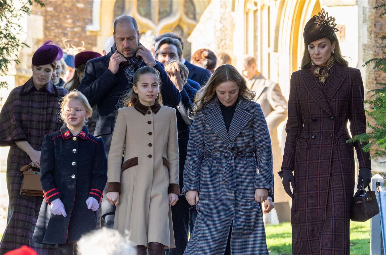 PIC BY GEOFF ROBINSON PHOTOGRAPHY 07976 880732. Picture dated December 25th shows the Royal Family attending Christmas morning service at St Mary Magdalene church in Sandringham. Picture shows Princess Charlotte and Lena (left) and Mia Tindall.