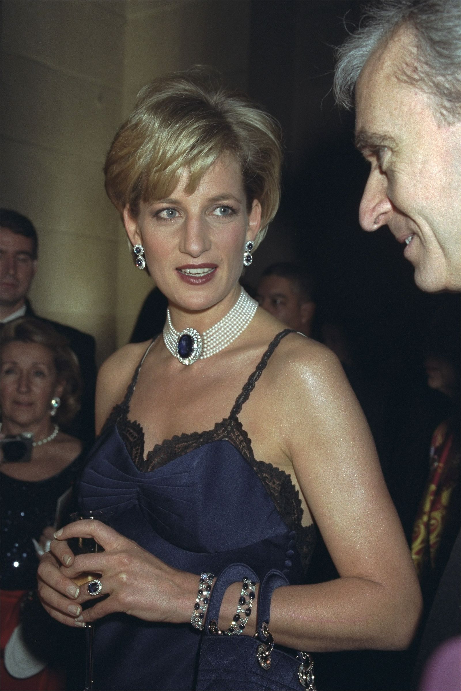 Image may contain Diana Princess of Wales Andrea Leadsom Person Adult Wedding Accessories Jewelry Necklace and Face