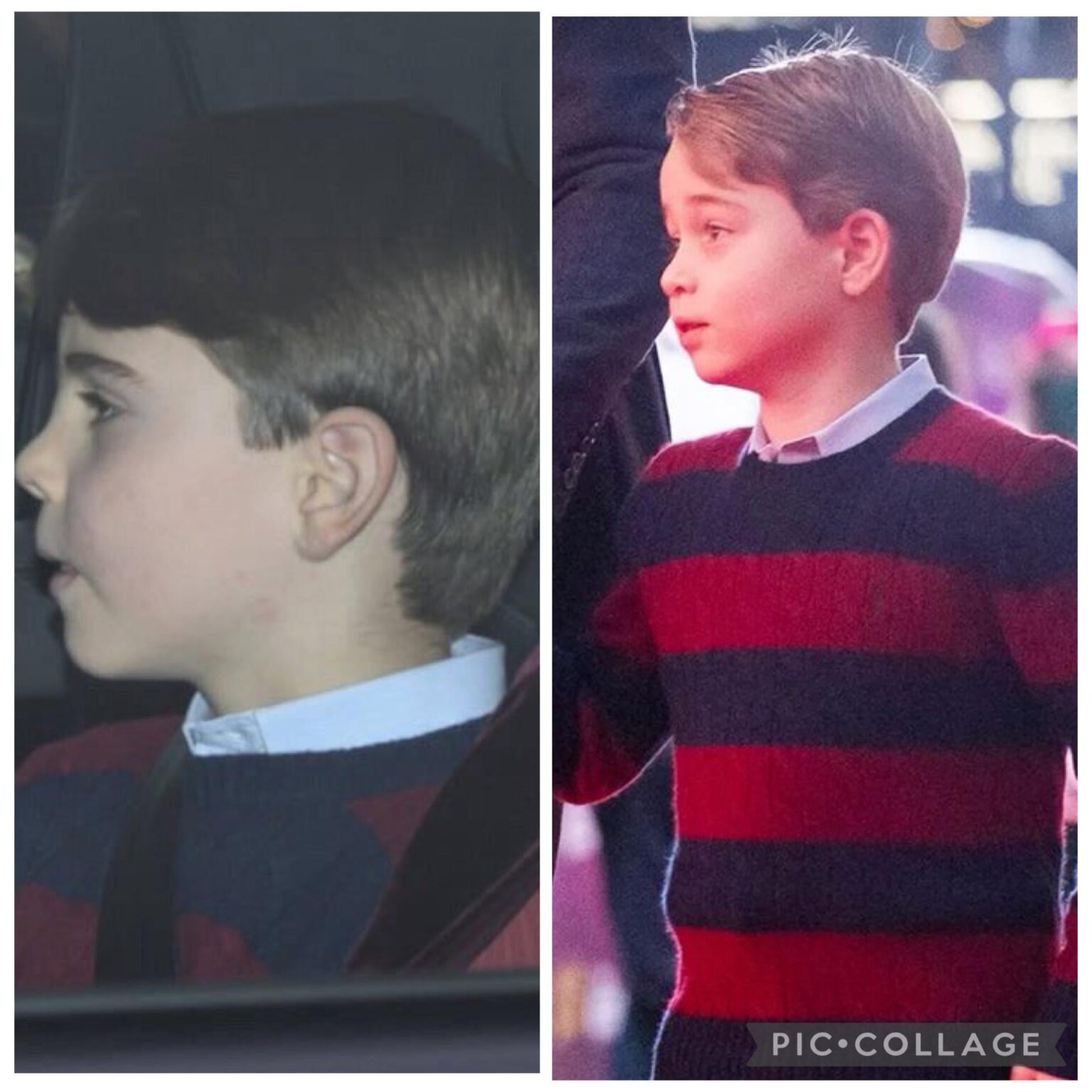 Prince Louis wore a hand-me-down sweater to lunch today, previously worn by Prince George to a Christmas play in 2020