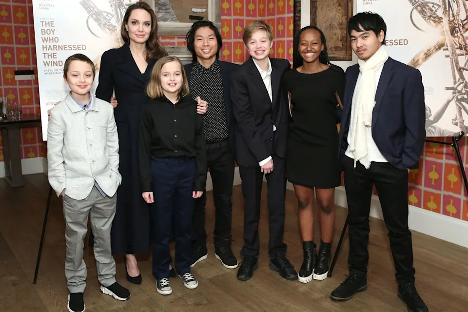 Monica Schipper/Getty Angelina Jolie with her children in 2019