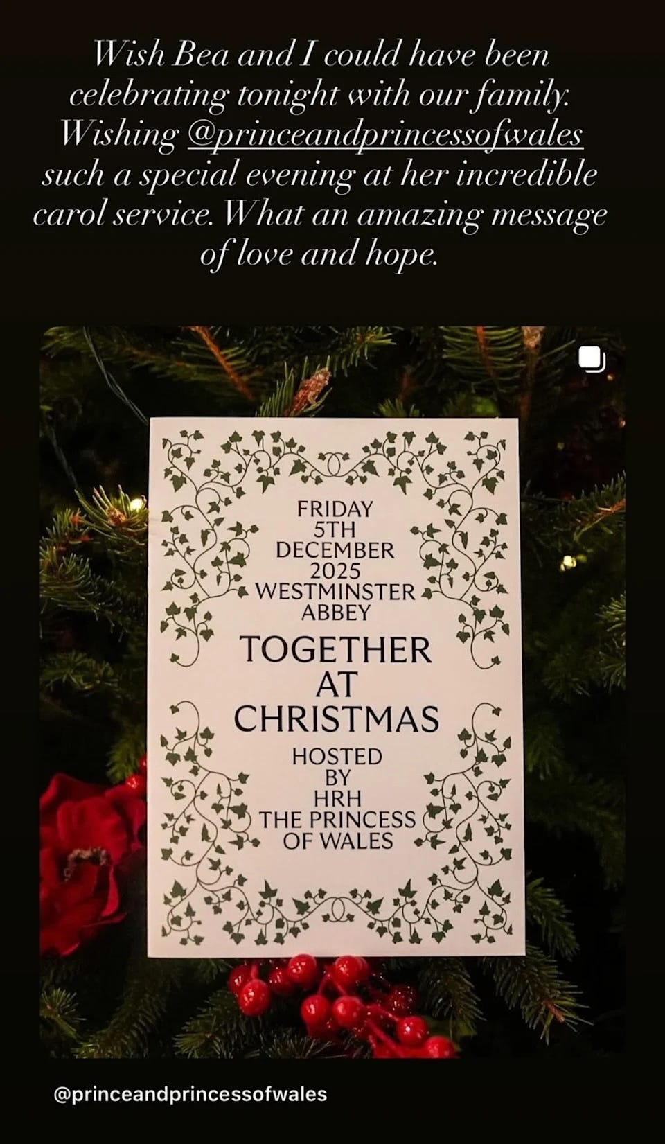 invitation to a christmas event hosted by royalty
