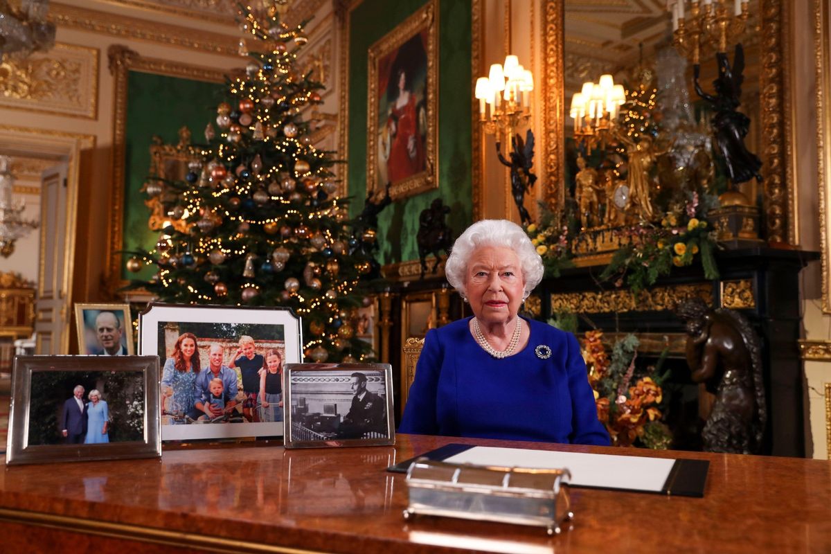 The late Queen seen giving her Christmas address in 2019