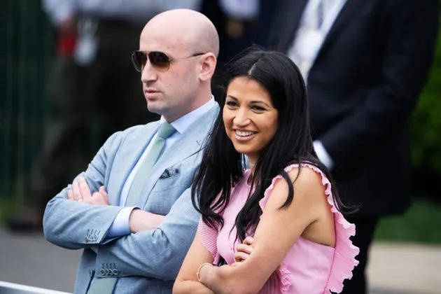 White House Deputy Chief of Staff Stephen Miller with his wife, Katie Miller at the White House Easter Egg Roll on Monday, April 21, 2025.
