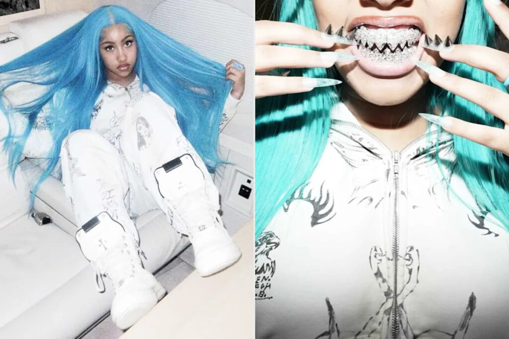 North West Shows Off Her Sparkly Pointed Grills and Long Blue Hair in New Photos Shared on Christmas