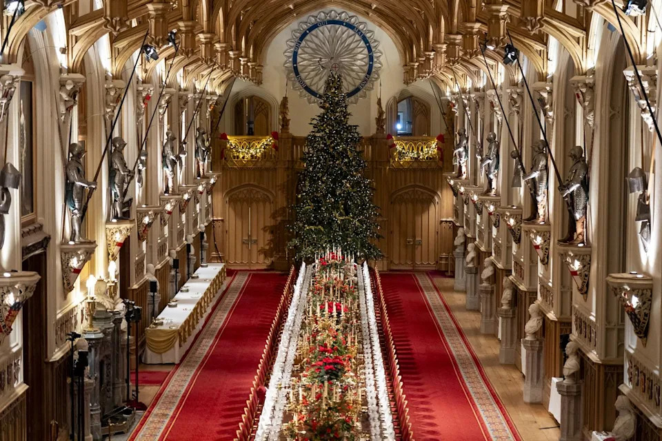 Aaron Chown - Pool/Getty Windsor Castle decorated for the German state banquet on Dec. 3, 2025