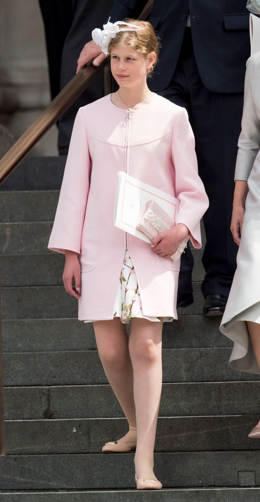Lady Louise Windsor attends a National Service of Thanksgiving as part of the 90th birthday celebrations for The Queen in 2016