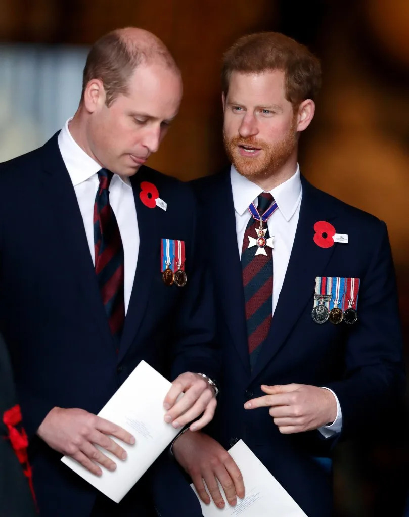 Prince William and Prince Harry attend an Anzac Day Service of Commemoration and Thanksgiving in 2018. Getty Images