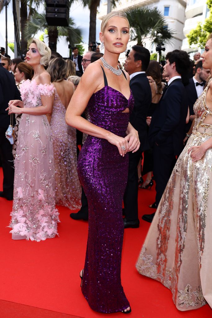 Lady Kitty Spencer attends the "La Venue De L'avenir" (Colours Of Time) red carpet at the 78th annual Cannes Film Festival at Palais des Festivals on May 22, 2025 in Cannes, France. 