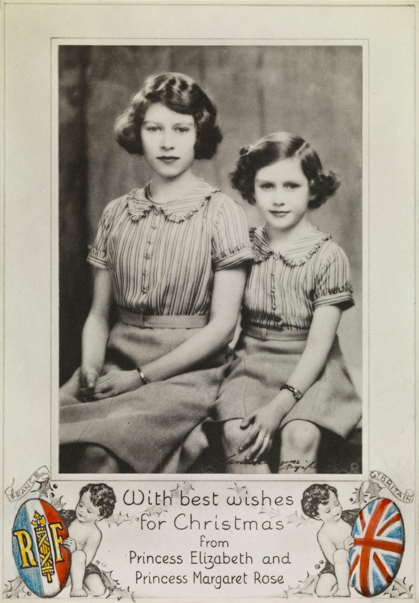 christmas card featuring elizabeth and margaret
