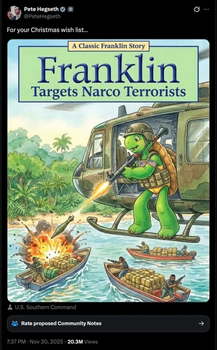 Hegseth Franklin the Turtle meme