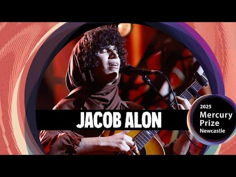 Scottish singer Jacob Alon weaving "Free Palestine" into their Mercury Music Prize (UK) performance of 'Fairy in a Bottle'
