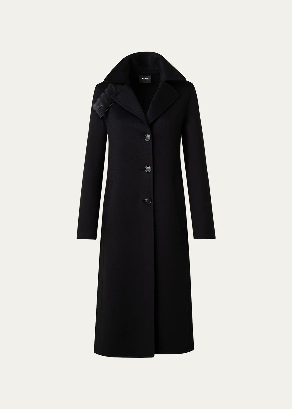 Leather Collar Cashmere Coat