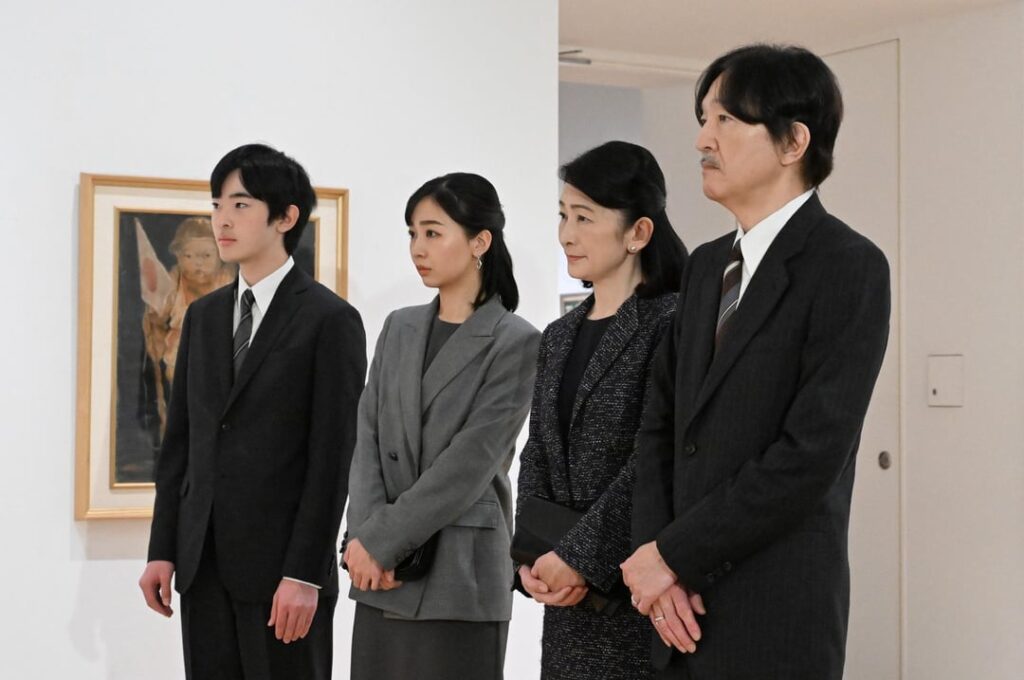Crown Prince Akishino, Crown Princess Kiko, Princess Kako and Prince Hisahito visit the exhibition "80 Years After the War: War and Children" in Tokyo