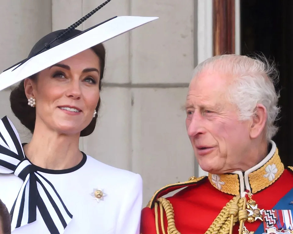 Getty Images Kate Middleton and King Charles at Trooping the Colour in 2024.