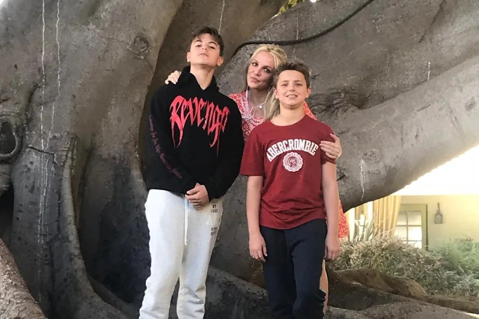 The pop star spent Christmas with 19-year-old son Jayden (right). Britney Spears/Instagram