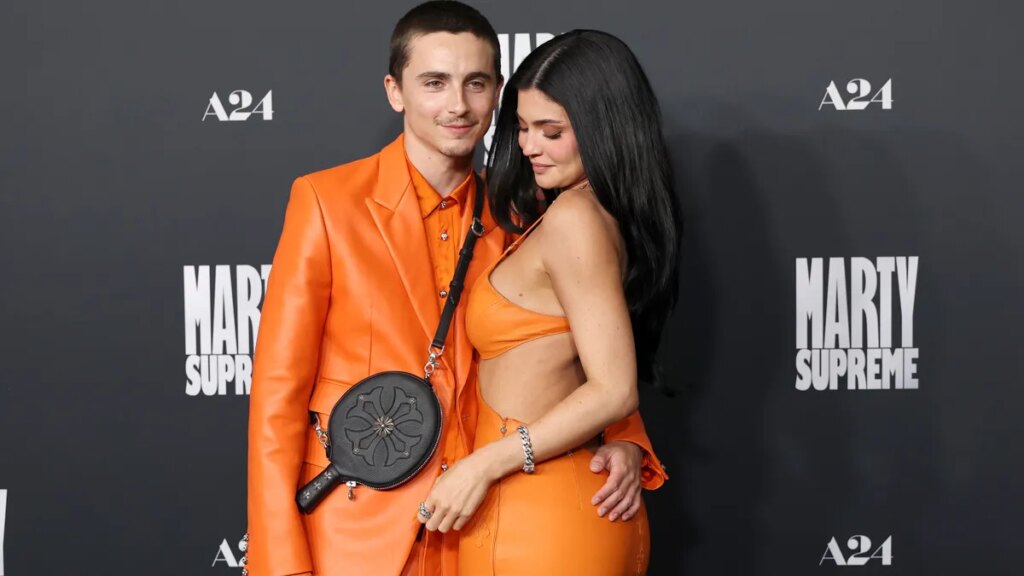 Kylie Jenner, Timothee Chalamet coordinate at 'Marty Supreme' premiere