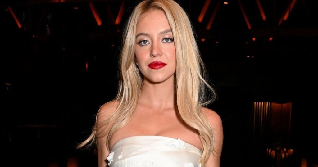 Sydney Sweeney’s Super Tiny Strapless Minidress Races up Her Thighs