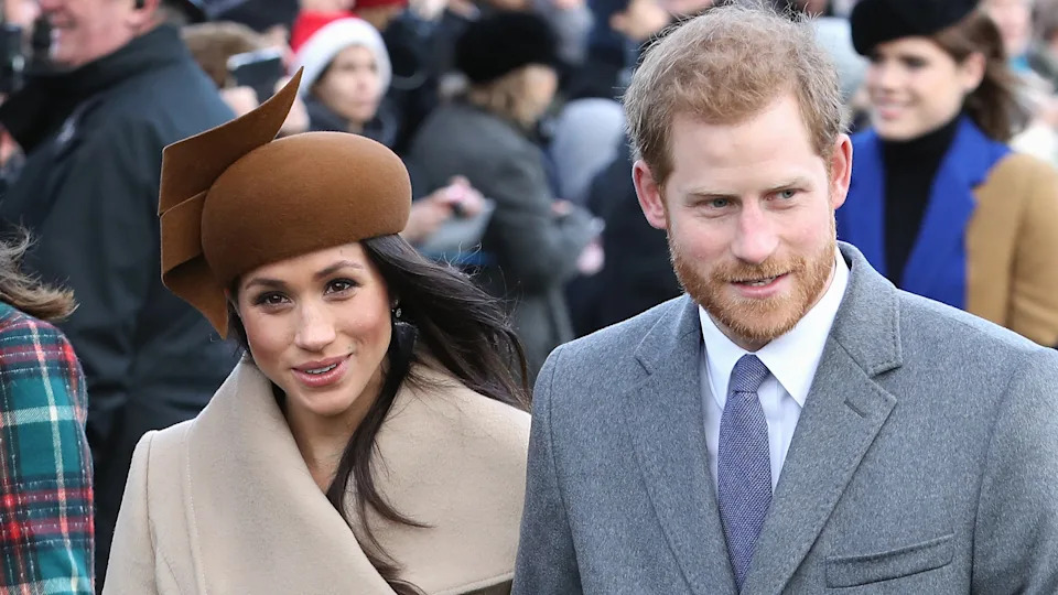 Meghan Markle and Prince Harry attend Christmas Day Church service at Church of St Mary Magdalene on December 25 2017