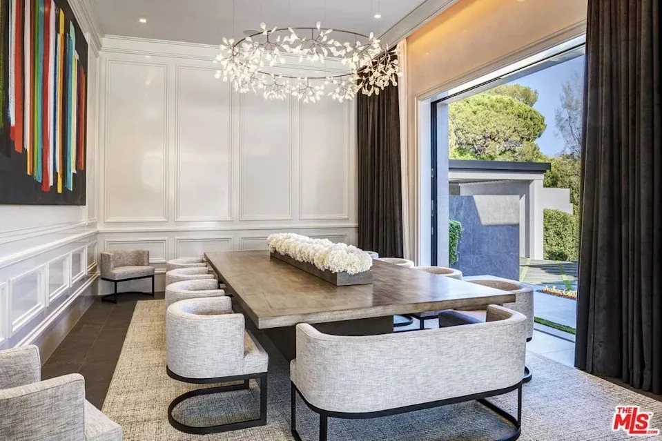 A dining room at Kylie Jenner's California home in Holmby Hills