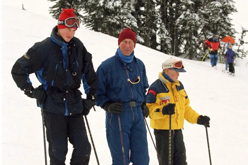 The Prince Of Wales And Princes William & Harry Skiing In Whistler, Canada.