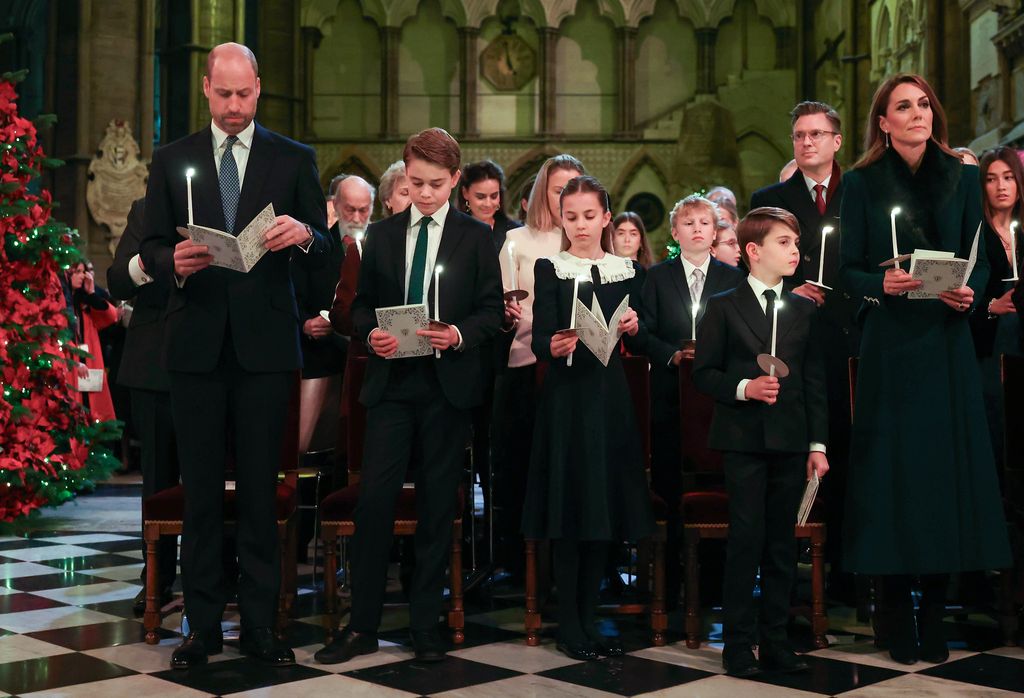 Prince William, Prince George, Princess Charlotte, Prince Louis and Kate Middleton at a carol concert