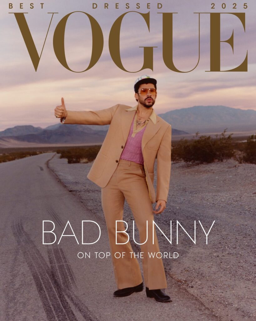 Bad Bunny has been named one of Vogue's Best Dressed People of 2025, for the December digital issue. Photographed by Coco Capitán & styled by Harry Lambert.