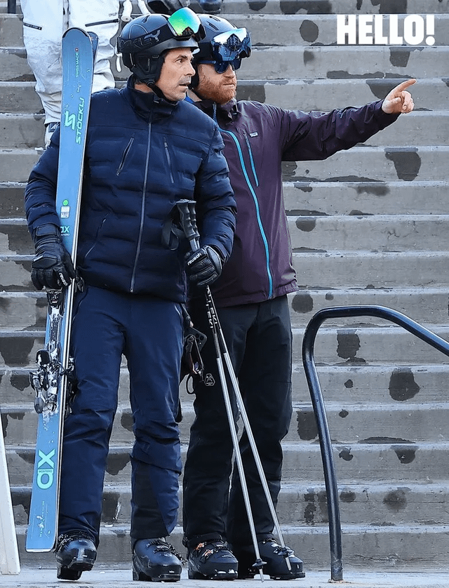 Prince Harry skiing in Aspen today with friend Nacho Figueras