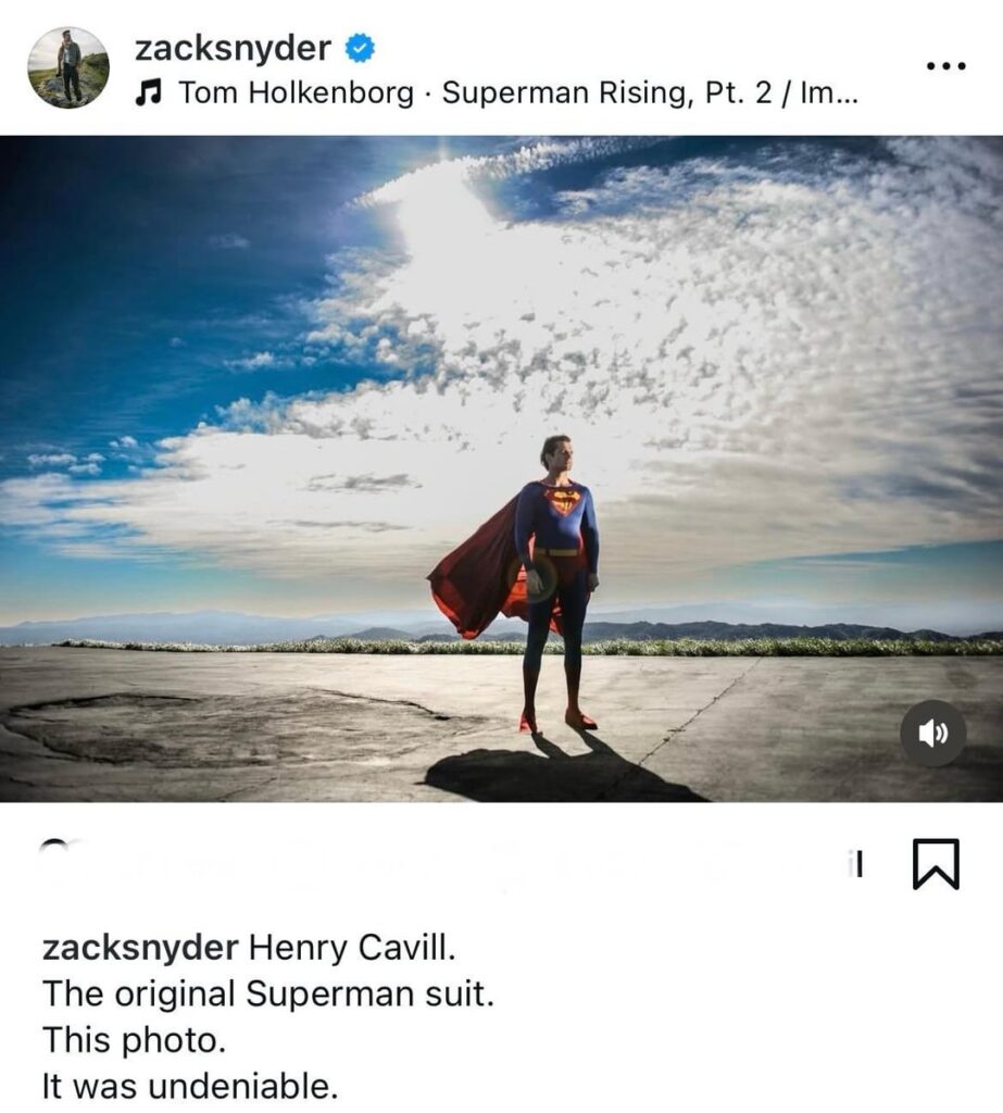 Zack Snyder shares pictures of Henry Cavill wearing Christopher Reeve’s Superman suit