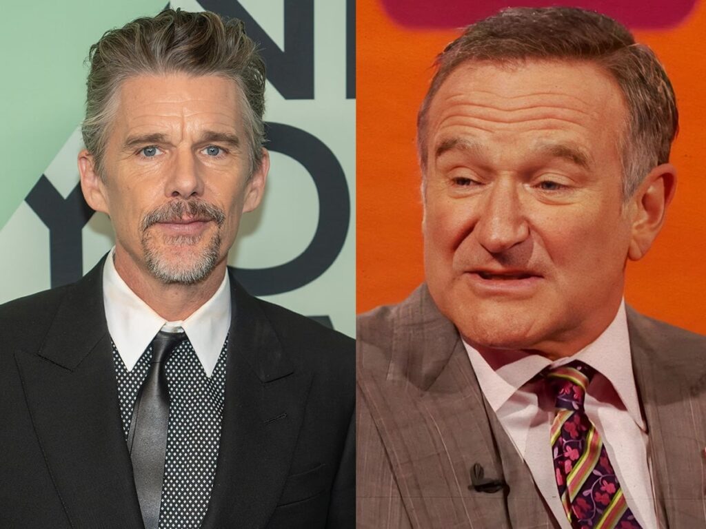 Ethan Hawke says being on set with Robin Williams “was taxing” Ethan Hawke says being on set with Robin Williams "was taxing"