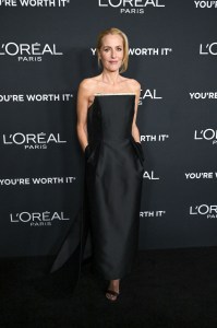 Gillian Anderson at the 20th Anniversary of L'Oréal Paris Women of Worth held at the Academy Museum of Motion Pictures on December 02, 2025 in Los Angeles, California.