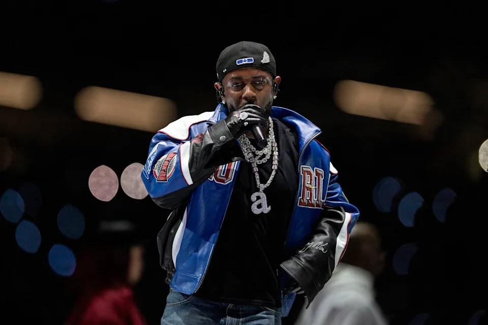 Kendrick Lamar performs during Apple Music Super Bowl LIX Halftime Show at Caesars Superdome on February 09, 2025 in New Orleans, Louisiana. (Michael Owens/Getty Images)
