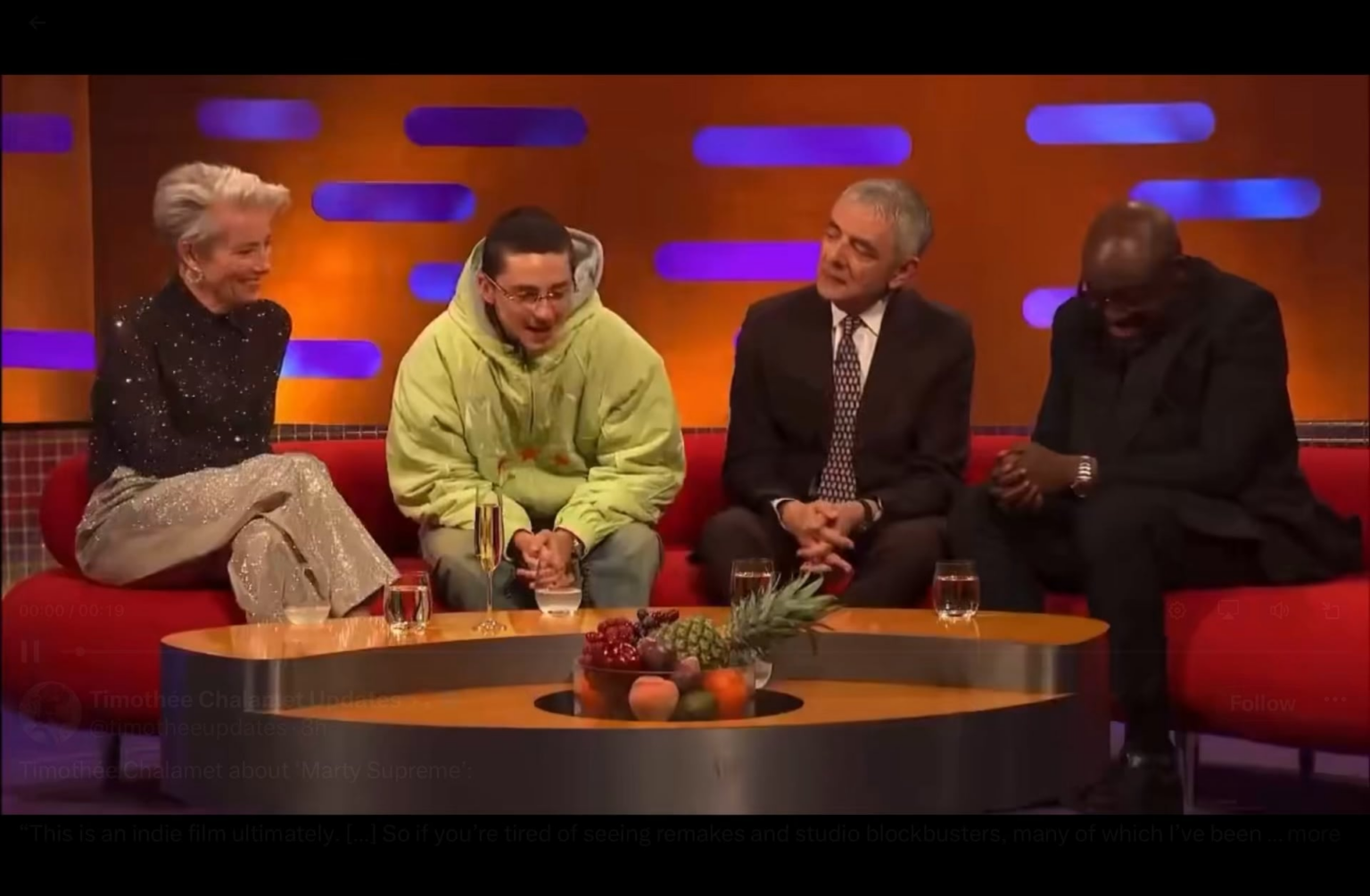 Timothee Chalamet on ‘The Graham Norton Show’:“This is an indie film ultimately, financed by A24, which is an indie production company in America.So if you like original films, if you’re, you know, tired of seeing remakes & studio blockbusters, many of which I’ve been a part of, this is, this is it”