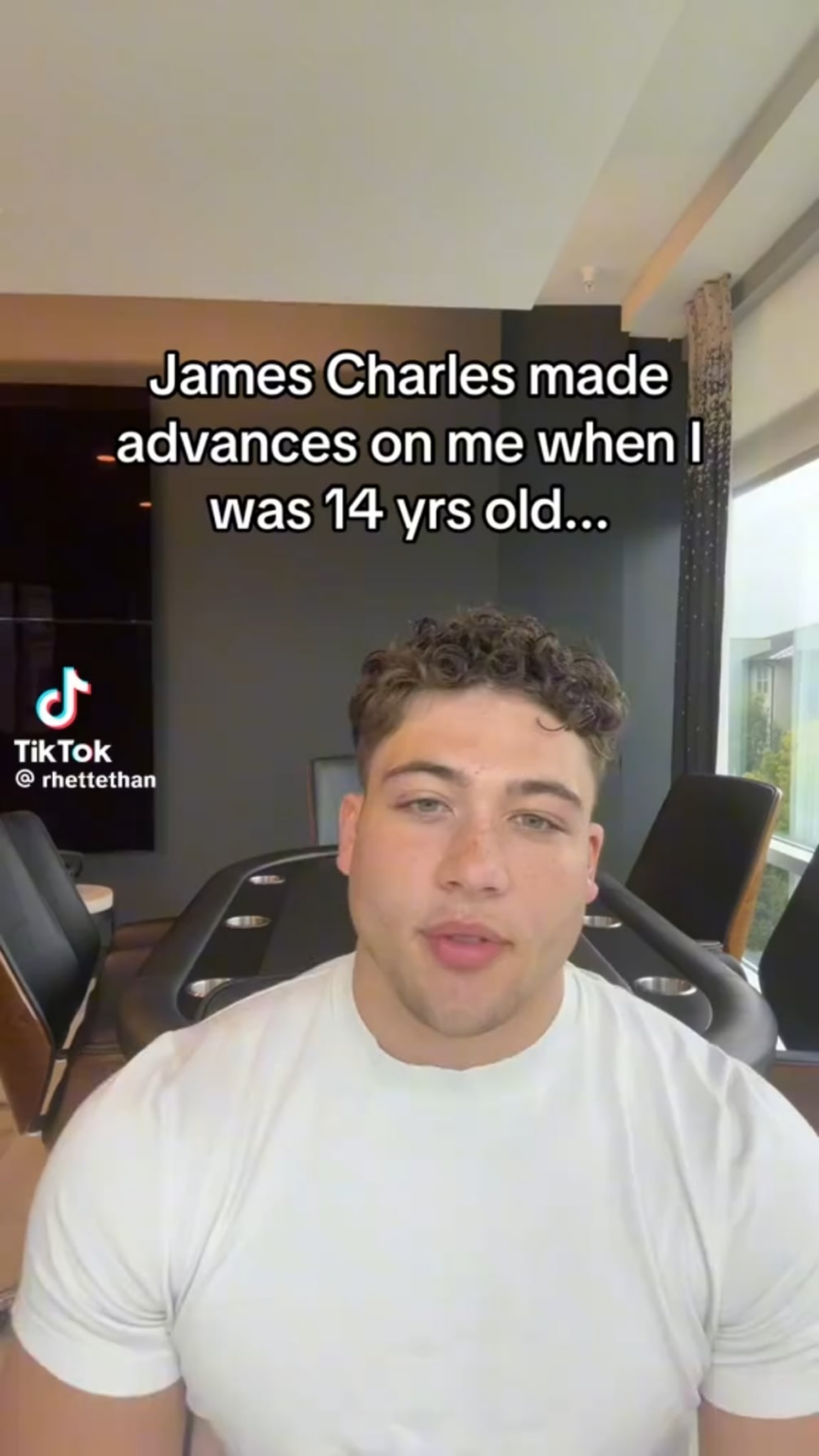 Tiktoker Ethan Rhett publicly accuses James Charles of making advances on him when he was only 14 years old.