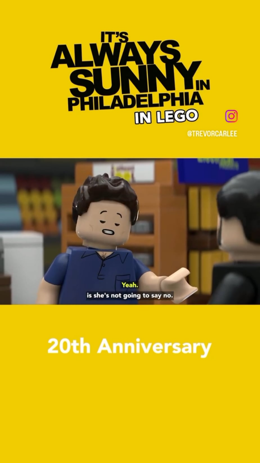 It's Always Sunny in Philadelphia came out in 2005. Here's a highlight reel, Lego style, covering the 20 years of Sunny brand satire.