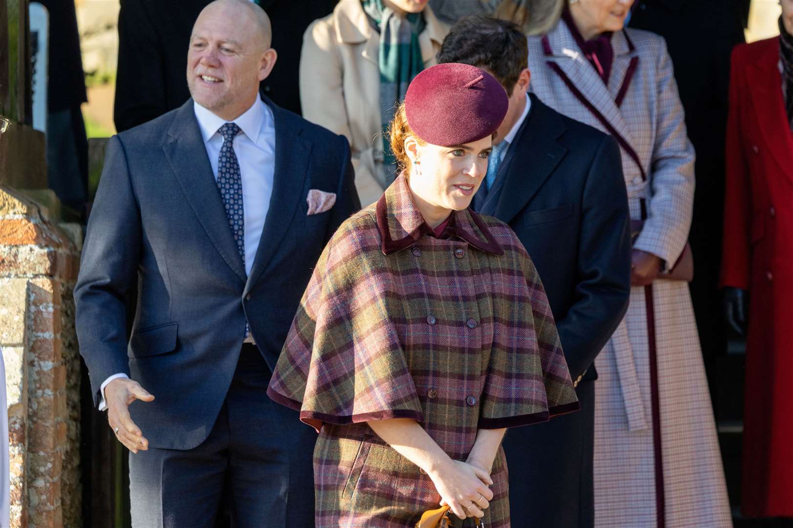 PIC BY GEOFF ROBINSON PHOTOGRAPHY 07976 880732. Picture dated December 25th shows the Royal Family attending Christmas morning service at St Mary Magdalene church in Sandringham. Picture shows Princess Eugenie and Mike Tindall
