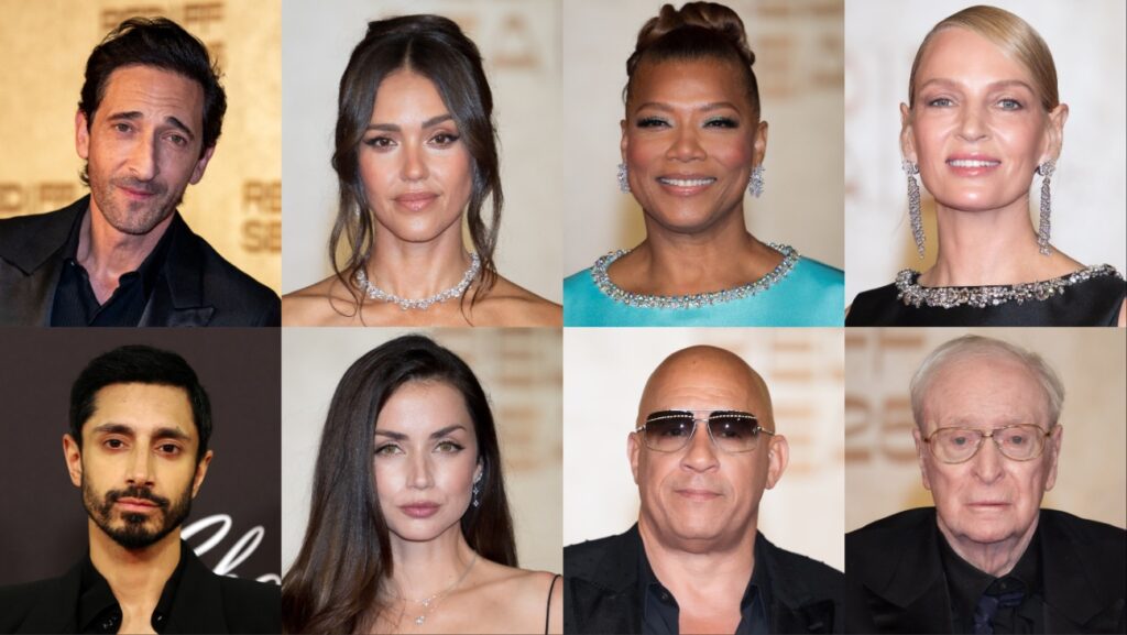 Michael Caine, Vin Diesel Join Parade of Stars at Red Sea Film Fest Red Sea Film Festival Opening Ceremony Stars: Clockwise from top left: Adrien Brody, Jessica Alba, Queen Latifah, Uma Thurman, Michael Caine, Vin Diesel, Ana de Arnas and Riz Ahmed.