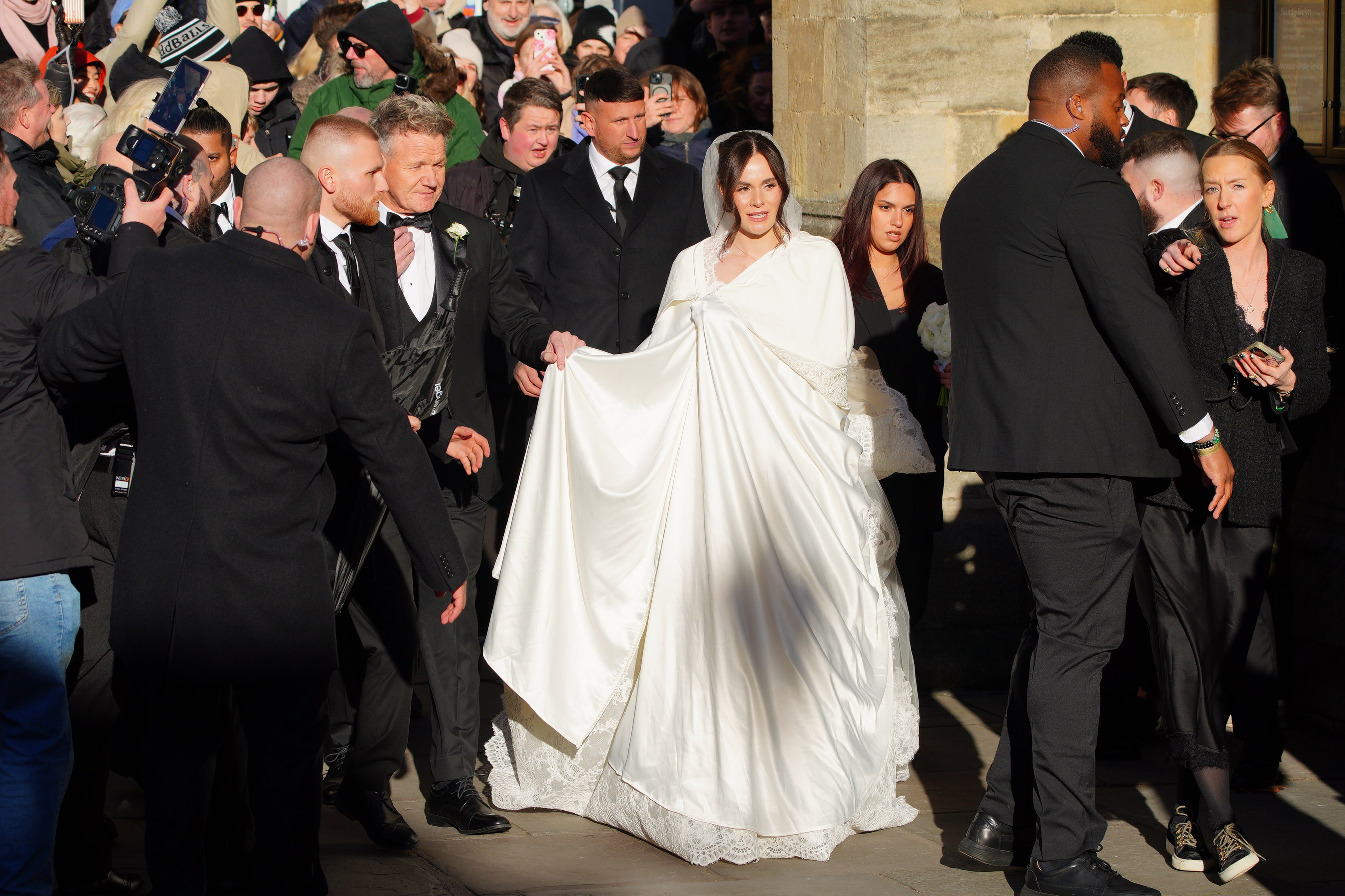 Holly Ramsay arriving at the abbey with her father, Gordon Ramsay