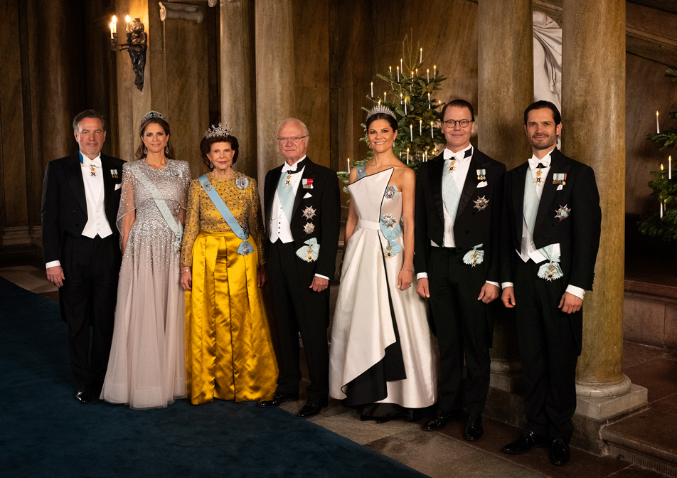 The Swedish Royal Family pose at the Nobel Prize ceremony