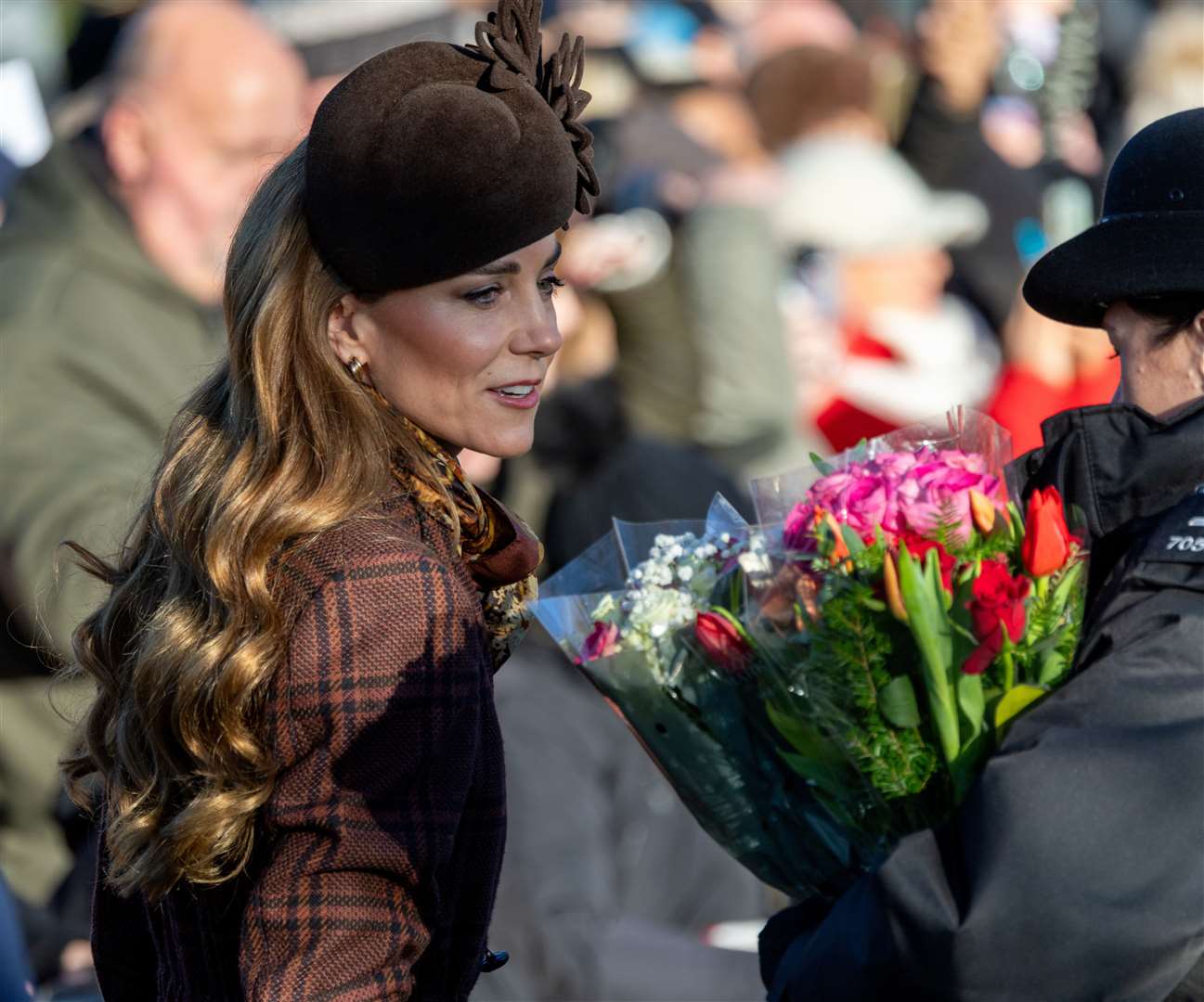 PIC BY GEOFF ROBINSON PHOTOGRAPHY 07976 880732. Picture dated December 25th shows the Royal Family attending Christmas morning service at St Mary Magdalene church in Sandringham. Picture shows Catherine, Princess of Wales .