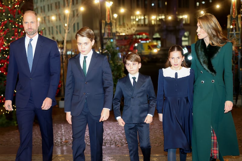 The Prince of Wales, Prince George, Prince Louis, Princess Charlotte and the Princess of Wales at Kate’s Together At Christmas carol service in Westminster Abbey (Chris Jackson/)