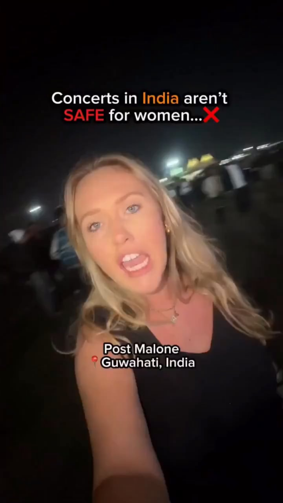 A foreign tourist was harassed at a Post Malone concert in Guwahati, India.