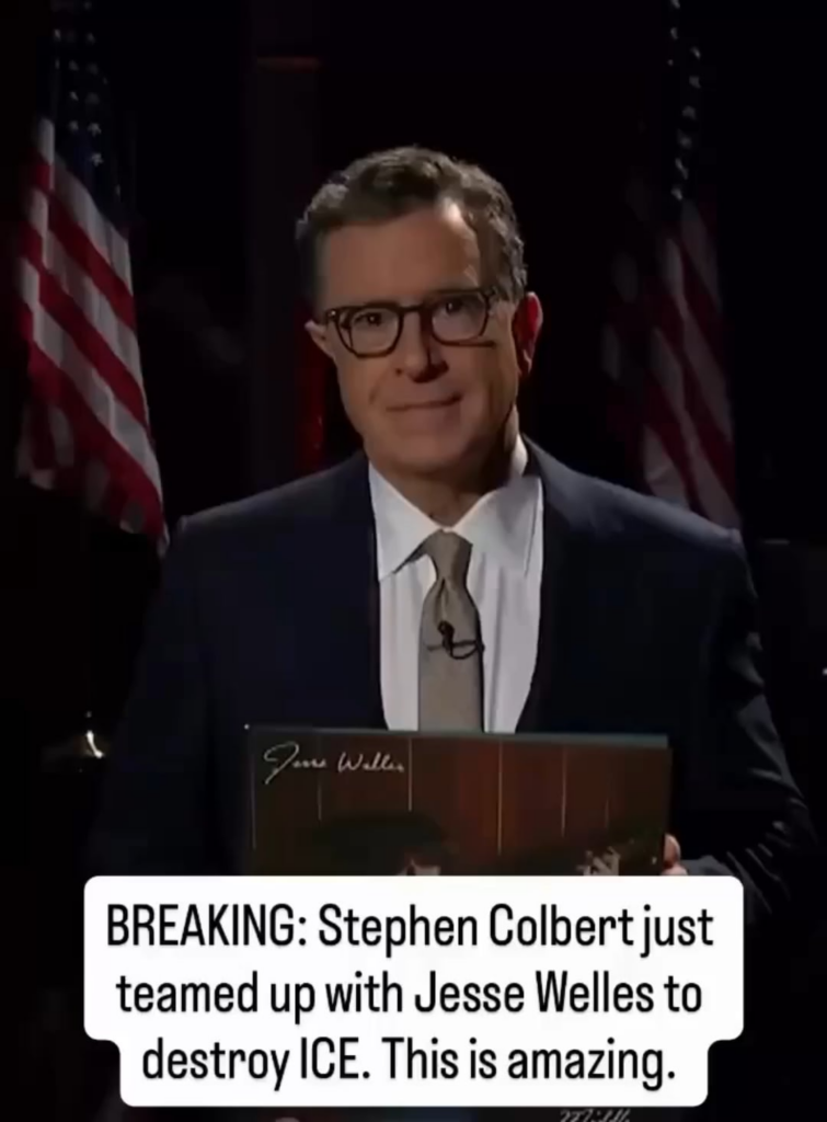 Stephen Colbert welcomes Jesse Wells to sing a song that absolutely eviscerates ICE
