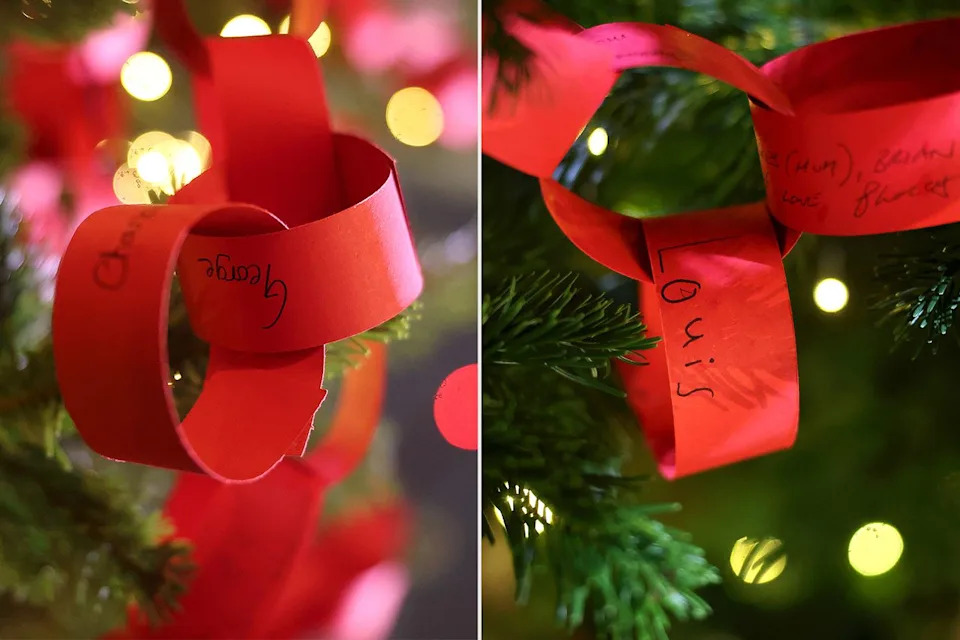 Chris Jackson/Getty  Prince George, Princess Charlotte and Prince Louis' names on the decor outside Westminster Abbey.