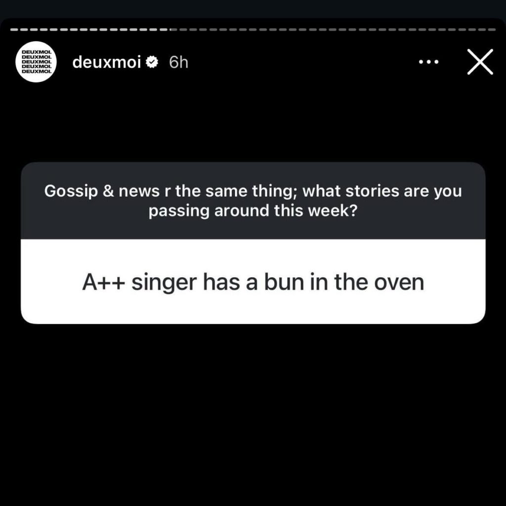 What A++ singer has a bun in the oven?